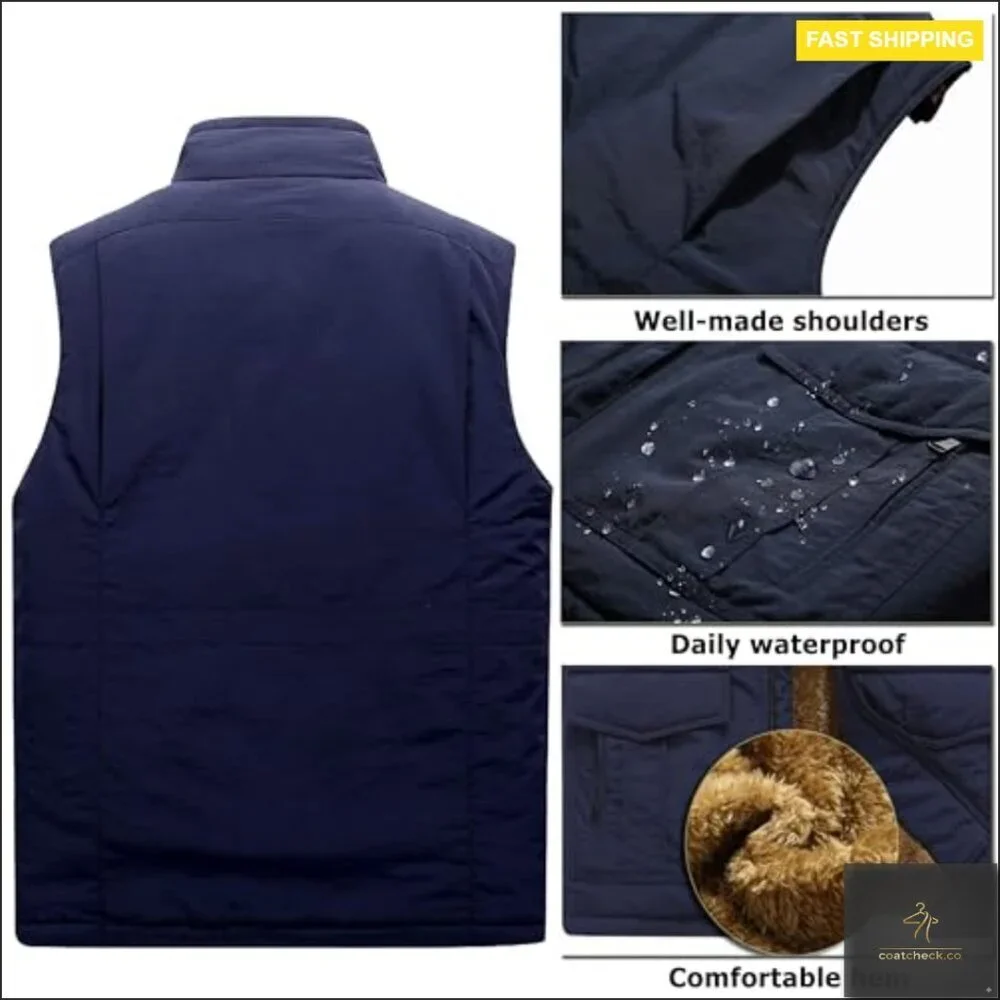 Men's Puffer Vest Stand Collar Quilted Outdoor Activewear Lightweight Water
